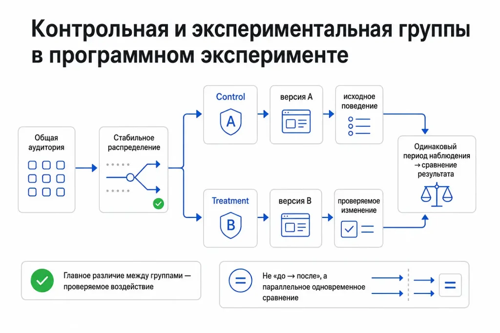 Контрольная и экспериментальная группы в программном эксперименте: как сравнивать версии