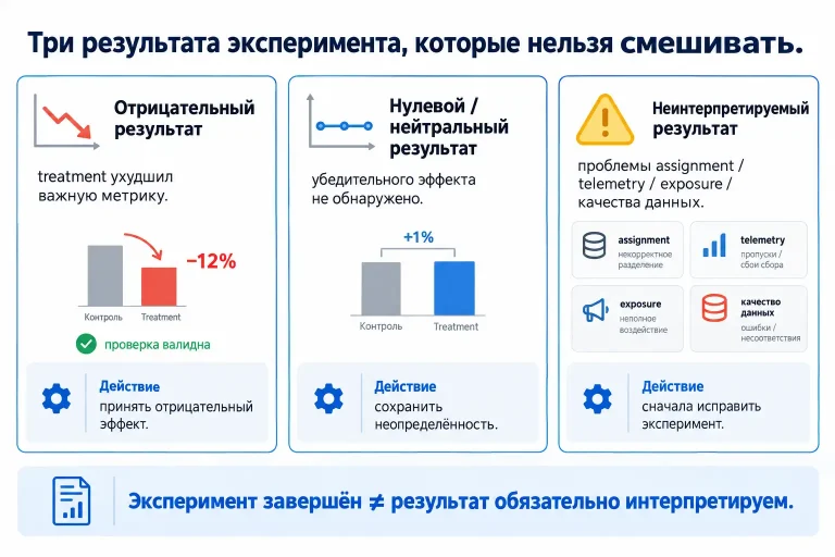 Отрицательный результат и постмортем: как документировать эксперимент без ожидаемого эффекта